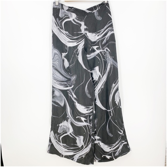 Athleta Calm Cool Wide Leg Pant Black Marble Abstract Sz M - Picture 2 of 13